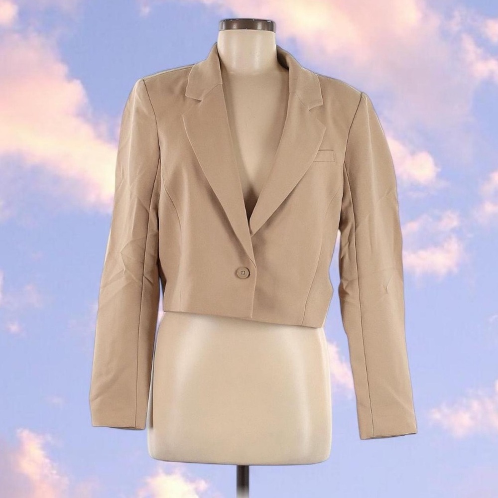 Abercrombie Tan Cropped Blazer Jacket